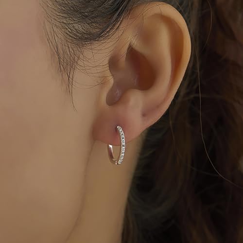 Image of TRUESILVER ACPL 925 Sterling Silver Hoop Earrings | Huggie Hoop Earrings for Women & Men | Classic Everyday Unisex Fashion Jewelry
