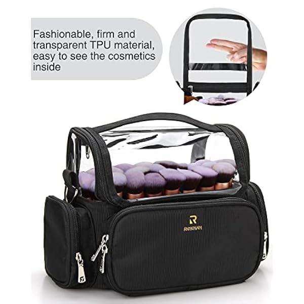 Relavel Borsa per pennelli da trucco, supporto per pennelli da trucco, borsa per trucco da viaggio, tazza per trucco professionale, Nero , moda