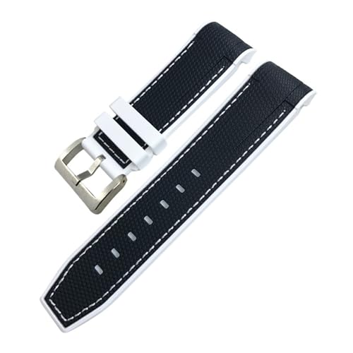 [VEł] 22mm 23mm J[uGh o[VREHb`oh `[_[ ubNxC 41mm GMT ySX uY c[gEHb`XgbvΉ(Black White-Silver,22mm)