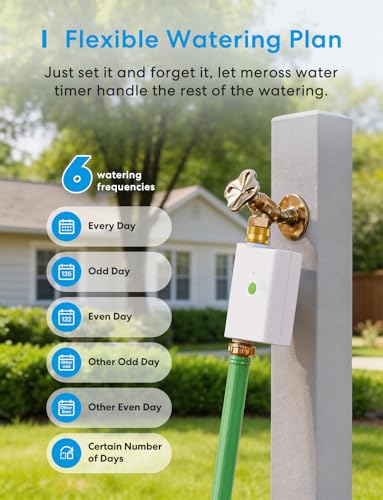 Image of meross WiFi Water Timer for Garden Hose, Smart Hose Timer with Brass Inlet & Outet, WiFi Sprinkler Valve Work with Apple Homekit, Alexa & Google Assistant, Smart Rain Skip for Lawn, Garden & Yard