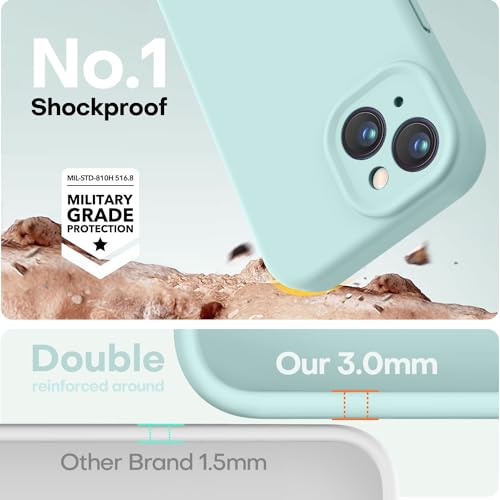 Image of LOVE 3000 Designed for iPhone 14 Case, Premium Silicone with [Soft Anti-Scratch Microfiber Lining] Shockproof Protective Phone Case for Men Women Girls 6.1 inch, Mint