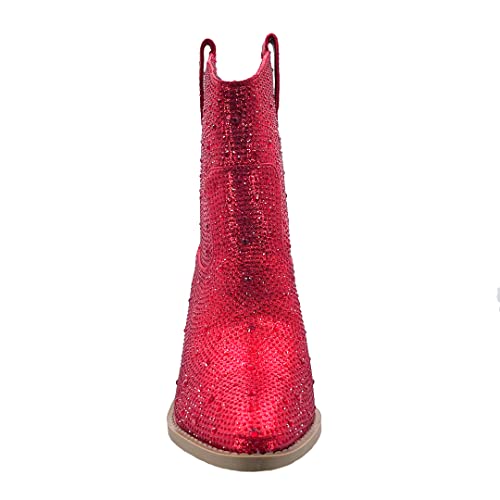 Image of ABSOLEX Women Western Cowgirl Cowboy Pointed Toe Rhinestone Ankle Booties
