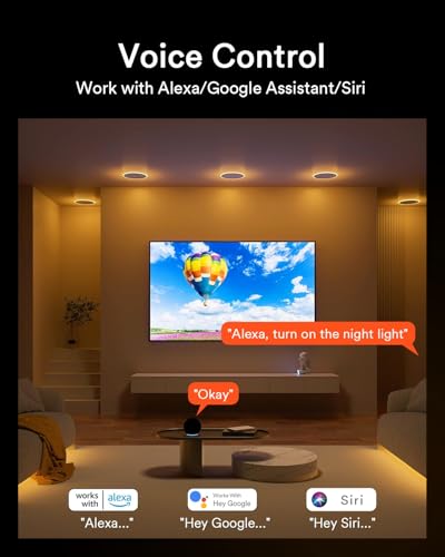 Image of Lumary Smart Recessed Light Pro 6 Inch with RGB /Night Ring, 13W 1100LM Smart Wafer Downlight, Canless with Junction Box, Compatible with Alexa /Google Assistant /BT Remote, ETL Listed, 1Pack