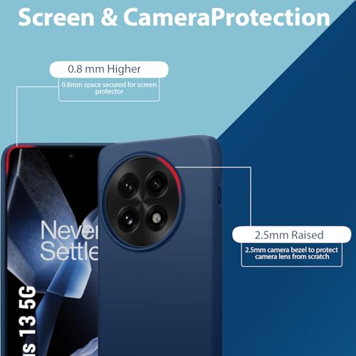 Image of LIRAMARK Liquid Silicone Soft Back Cover Case for OnePlus 13R 5G| Soft Micro-Fibre Lining Inside | Camera Protection Bump (Midnight Blue)