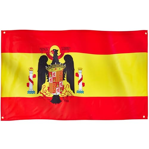 Runesol España Águila de San Juan, 91x152cm, 3ft x 5ft, 4 Ojales, Ojal en Cada Esquina, Águilas, Fiesta de San Juan, Banderas Premium, Interior, Exterior, Colores Vivos