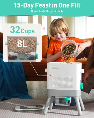 Romiromi Automatischer Futterspender Katze, Hunde,8.5L, für Training,Verbessern Sie IQ,Interaktives Futterautomat Katze für Katze und Hund,Erhöhen,Interaktive Futterstation für Haustiere