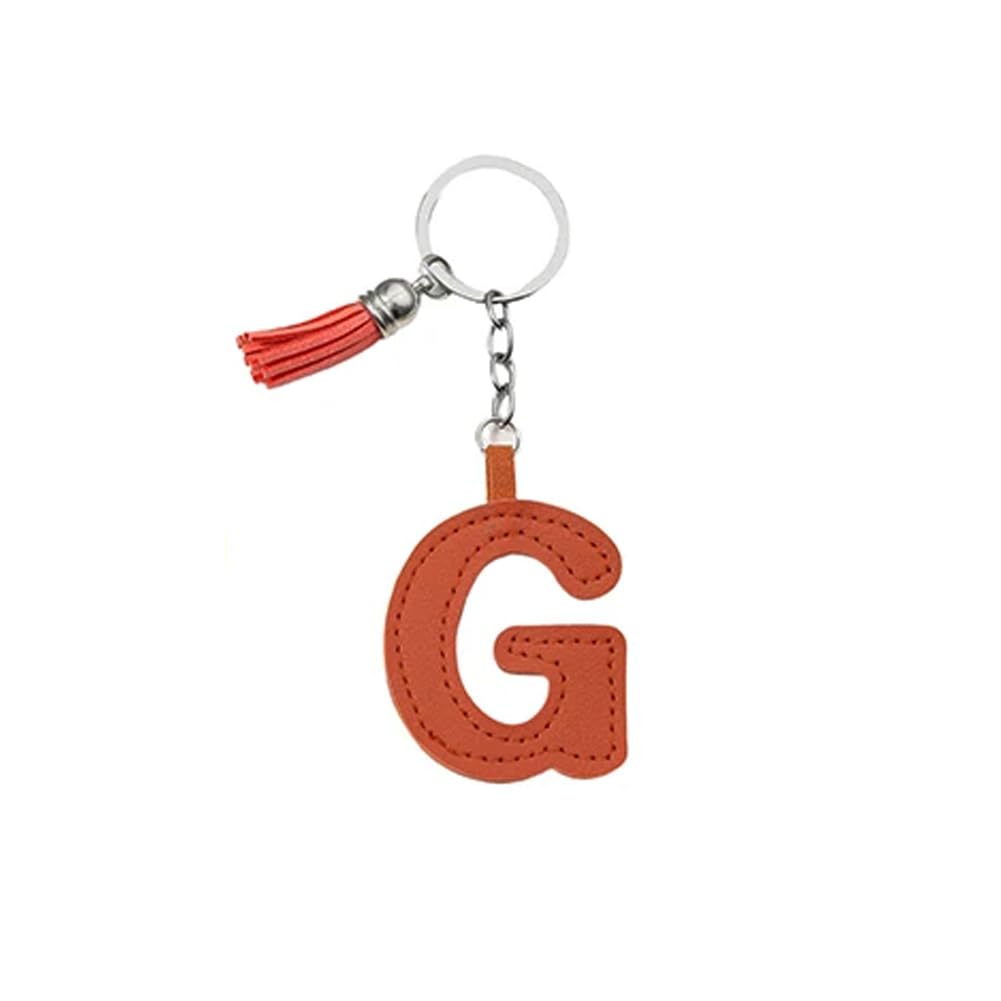 Arfuka Unisex Lette G Letter Keyring With Colored Pu Leather Tassel Pendant Alphabet G Keychain- Cute Bag Charm, Backpack Decoration Accessories For Women & Men