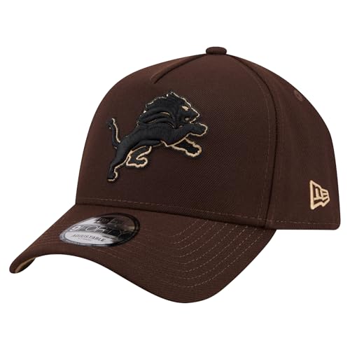 New Era Men's Dark Brown Detroit Lions Burnt Wood A-Frame 9FORTY Adjustable Hat