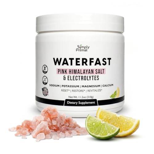 Simply Primal WATERFAST Keto Electrolyte Powder for Fasting and Hydration - Lemon Lime Flavor | Pink Himalayan Salt (Sodium) Potassium Magnesium Calcium | Sugar Free Gluten Free Soy Free