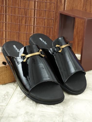 Image of HEALTH FIT Extra Soft Comfortable Traditional Ethnic Chappal /Slippers Wedding & Festive Sliders for Gents /Boys Lightweight flexible TPR sole & Easy-to-wear slip-on design cushioned for Men HF7017