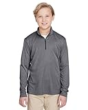 Team 365 Youth Zone Sonic Heather Performance Quarter-Zip XL DK GREY HEATHER