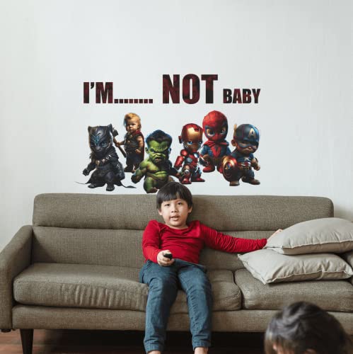 Cute Baby Superhero Wall Decals Removable Vinyl Wall Stickers Peel And Stick Hero Wall Decor For Kids Bedroom Playroom Nursery #TOP1