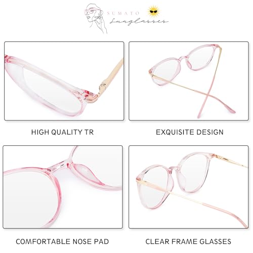 Image of Sumato Blue Light Blocking Glasses for Men and Women, Round Frame with Non-prescription Clear Lenses Eyewear Eyeglasses