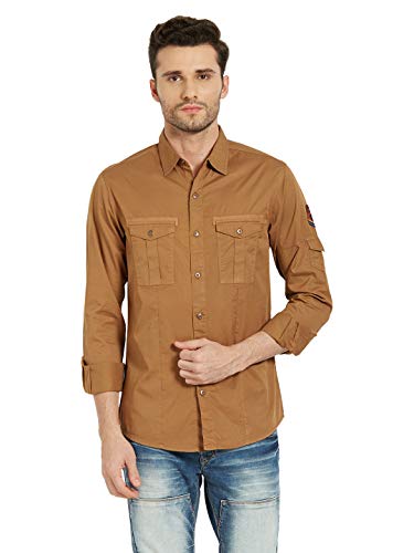 Image of Spykar Men's Solid Slim Fit Shirt