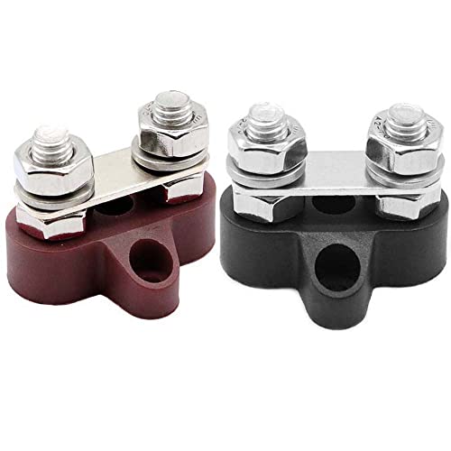 Heart Horse Terminal Stud M8 48V Junction Block Bus Bar 5/16" Insulated Dual Heavy Duty Power Distribution Post Positive Negative for Truck RV Boat (Red+Black)