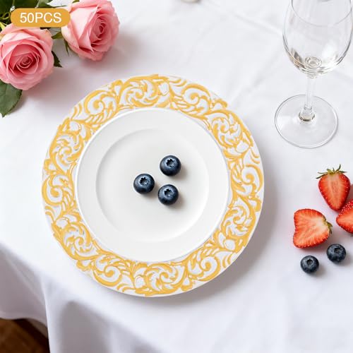 Set de 50 platos cargadores decorativos redondos de 13 pulgadas miniatura 7
