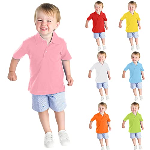 Kids Boys Girls 𝐏𝐨𝐥𝐨 Shirt Short Sleeve Tee Solid Color Button Closure Collared Neck Summer Casual T-Shirt Comfy Top2