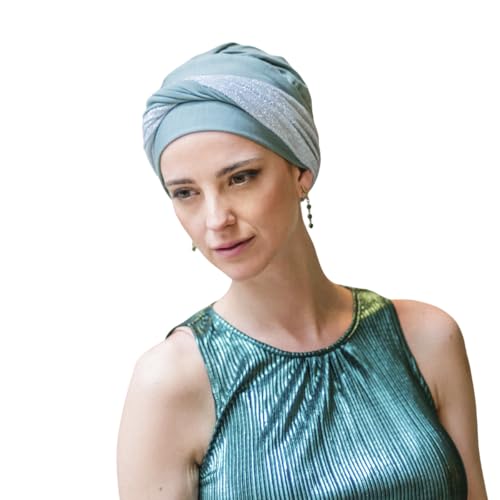 CAREBELL Turbante Oncológico de Bambú Confort Gala Mint · Quimioterapia y Alopecia · Muy Suave Transpirable y Sin Costuras Interiores · Ajustable para Mujer