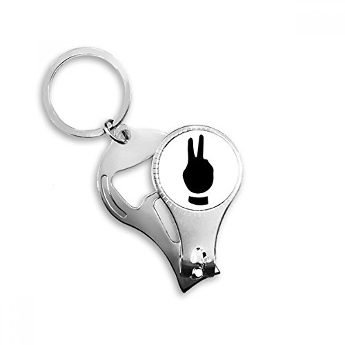 Two Gesture Outline Pattern Nail Nipper Ring Key Chain Bottle Opener Clipper