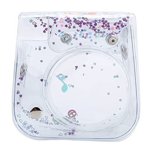 Bindpo Instant Camera Case, Pvc Camera Protective Cover Transparent Quicksand Camera Shell Bag With Shoulder Strap,For Fujifilm Instax Mini 11/9/8 Camera(Purple) #TOP21
