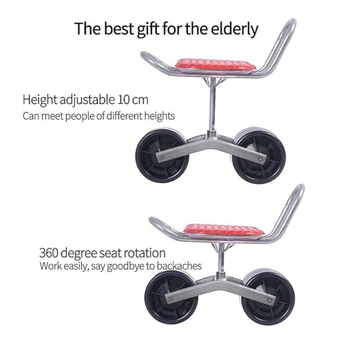 Regulowany stołek ogrodowy – obracany o 360° ergonomiczne siedzisko do pielenia i pielęgnacji trawnika, wygodne i wygodne meble ogrodowe