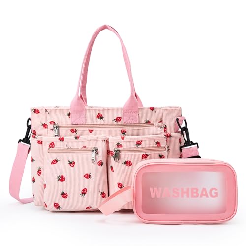 Corduroy Tote Bag for Women, Crossbody Bags, Mutil Pockets Handbag Tote Bag for Travel, Work