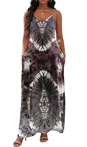 Image of vunahzma Womens Casual Fashion Sleeveless Plus Size Loose Long Sexy Maxi Dress with Pockets