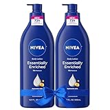 NIVEA Essentially Enriched Body Lotion for Very Dry Skin with Hyaluronic Acid, Almond Oil and Deep Nourishing Serum, 72-Hour Body Moisturizer, 16.9 Fl Oz Pump Bottle, Pack of 2