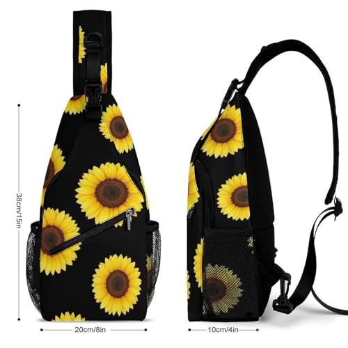 Fashion Chest Bag, Shoulder Bag, Dress Decor Sling Backpack, Casual Day Pack For Travel Shopping Floral Sunflower2