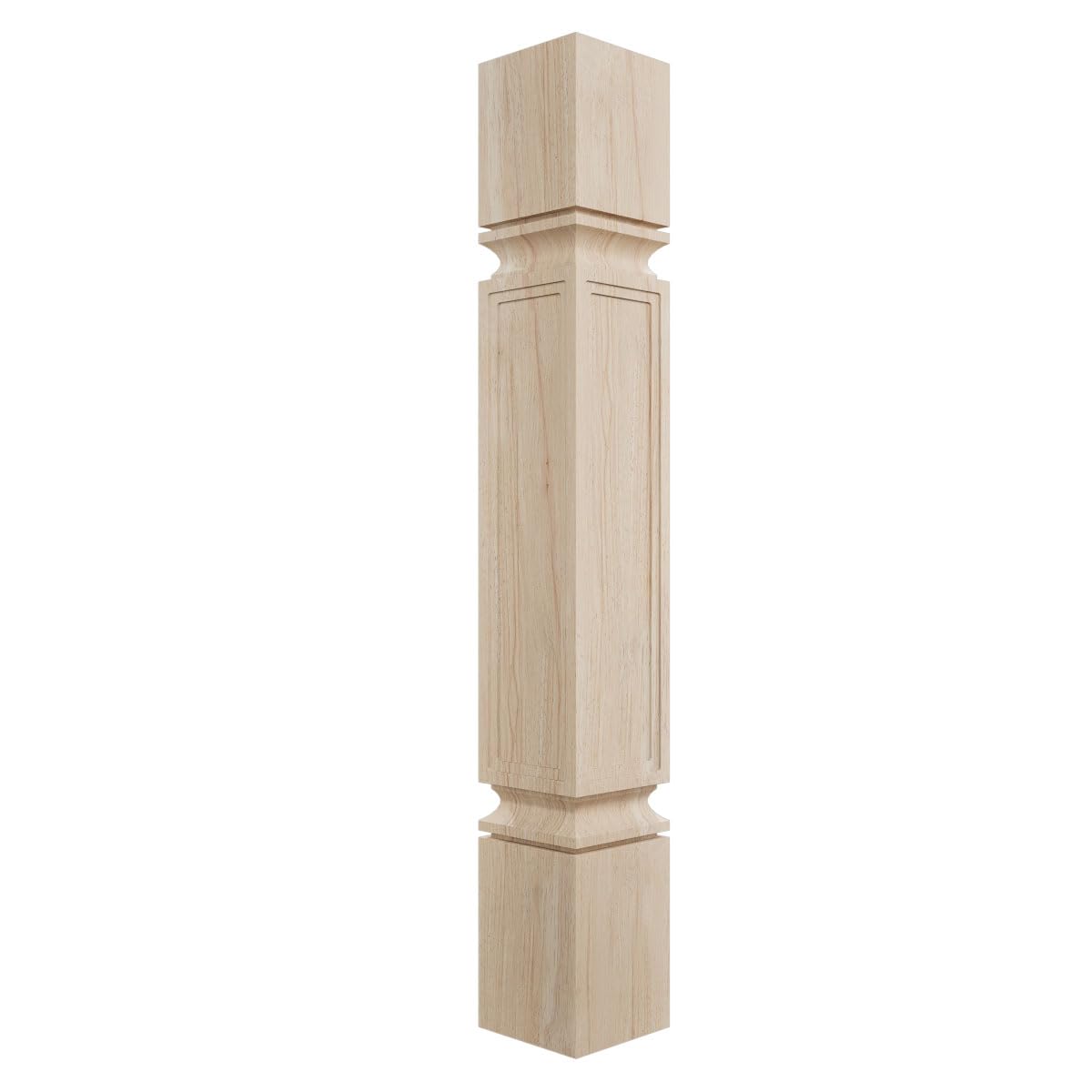 Ekena Millwork COL05X05X35KERW Kent Raised Panel Cabinet Column (Top Block: 6", Bottom Block: 7"), 5"W x 5"D x 35 1/2"H, Rubberwood