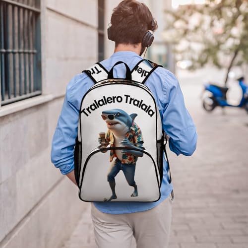 Sac à Dos Tralalero-Tralala Brainrot - Dimensions 42x30,5cm, Tissu Oxford Résistant, Poche Ordinateur - Pour école, Voyage, Quotidien - 9