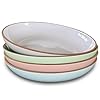 Mora Ceramic Large Pasta Bowls 30oz Set of 4 Serving Salad Dinner etc PlateWide Bowl Microwave Oven Dishwasher Safe Kitchen Dinnerware Modern Porcelain Stoneware Dishes Assorted Colors