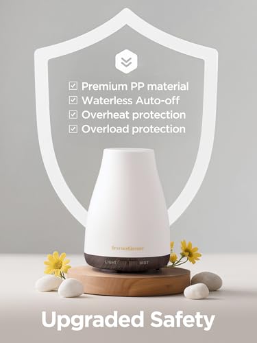 Image of InnoGear Essential Oil Diffuser, Ultrasonic Diffusers for Home Aromatherapy Humidifier for Bedroom Room 7 Colors LED 2 Mist Mode Auto Off, Brown Base