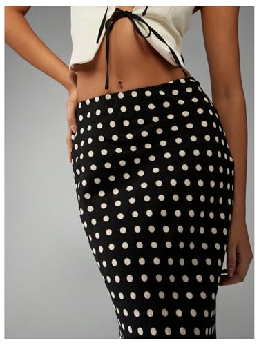 Milumia Women's Polka Dots Bodycon Maxi Skirt Elegant Floor Length Casual Long Skirts4