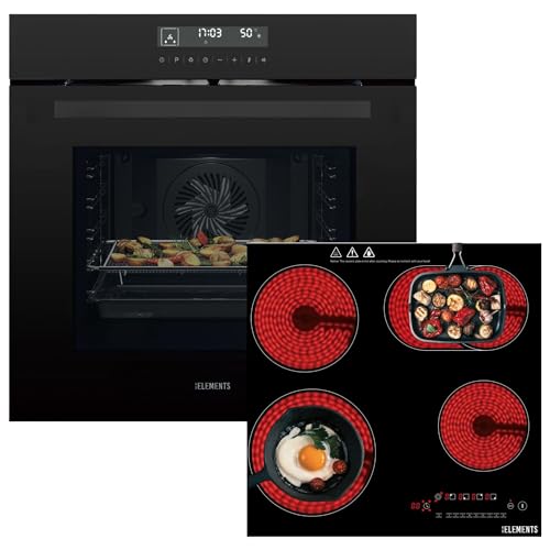 KB ELEMENTS Set cottura autosufficiente | 60 cm forno da incasso | funzione Air Fry | piano cottura in vetroceramica da 59 cm | piano cottura elettrico 59 cm | grill | aria calda | AQUA CLEAN | 14