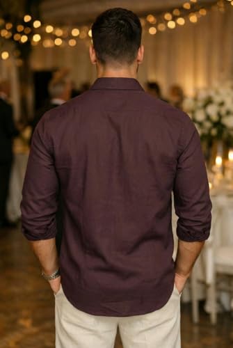 Image of IndoPrimo Men's Cotton Shirt with Stylish Full Sleeves Spread Collared Neck Solid Pattern Western Style Classic Fit and Standard Length | Casual Shirt for Man