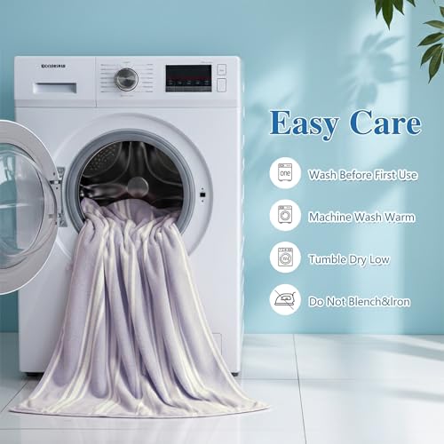 Image of Cortina Stripe Printed Towels for Bath (70 x 140 cm) 380 GSM Microfiber, Ultra Soft, Highly Absorbent & Quick Dry for Gym, Beach & Bathroom Towels for Men, Women & Kids (Purple Big Stripe)