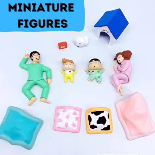 Image of FUNFOB Shinchan Action Figure | Shin chan Figurine Cartoon Figures Toys for Boys & Girls PVC Multicolour (Shinchan Family Shiro Set)