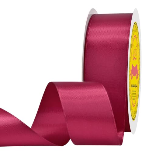Image of Double Face Beauty Red Satin Ribbon 1-1 /2 inch X 50 Yards Polyester Beauty Red Ribbon for Gift Wrapping Very Suitable for Weddings Party Hair Bow Invitation Decorations and More