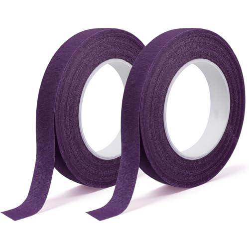 Floral Flower Tape for Halloween Craft Bouquet Stem Wrapping, 2 Pack Purple