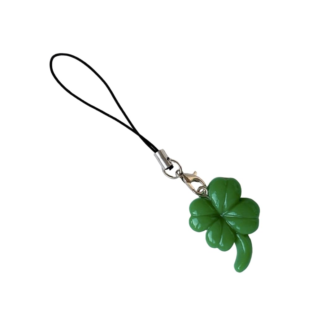XAGMODSHN Simple Phone Chain Strap Lanyard Green Four Leaf Grass Pendant Phone Charm Hangings Decoration Phone Accessories