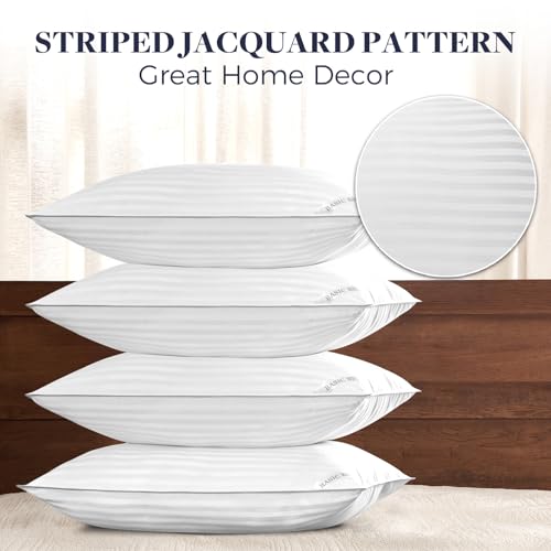 Basic Beyond Bed Pillows Standard Size Set of 4 - Down Alternative Pillows for Sleeping, Soft 20 x 26 Inches 4 Pack Standard Pillows for Back, Stomach or Side Sleepers, White