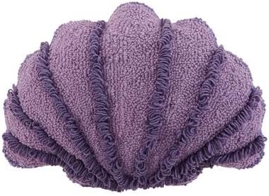 Peking Handicraft Seashell Shaped, Hook Pillow, Wool and Poly Velvet