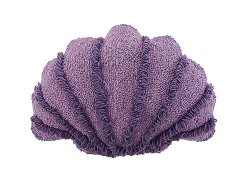 Purple Seashell Shaped Wool Hook Pillow with Velvet Back