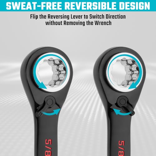 Image of DURATECH 4-in-1 Reversible Ratcheting Box Wrench Set, SAE, 2-Piece,black E-coating