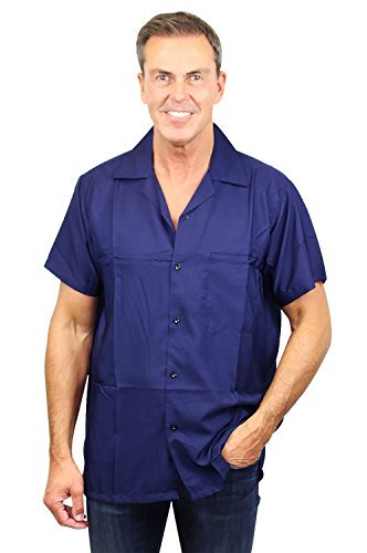 Funky Camicia Hawaiana, Blanc, Blu Marino, 4XL