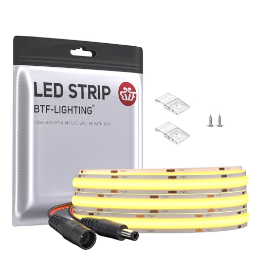 BTF-LIGHTING COB FCOB LEDテープライト 高密度 1M 480LEDs/m 4000K 昼白色 8mm DC12V Ra>90
