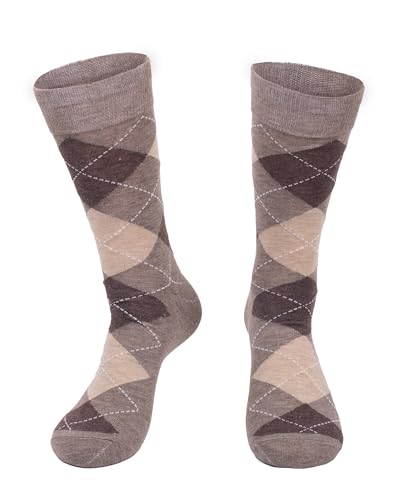 Premium Argyle Dress Socks for Men, Classic and Fun Cotton Socks, 3 Pair Set with Gift Box3