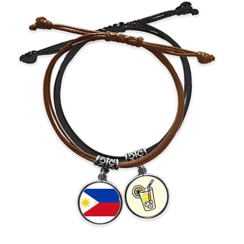 Bracelet drapeau Philippines en cuir ajustable : ne perdez plus votre bijou