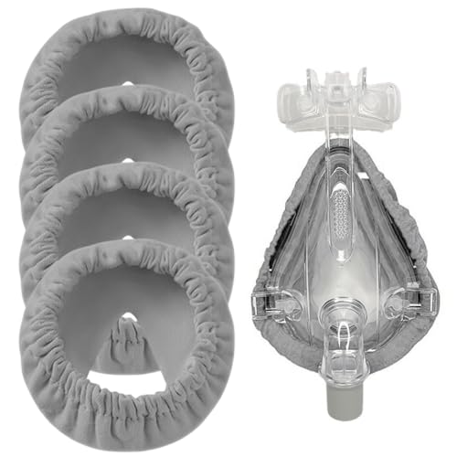 WeddHuis 4 pezzi di fodere per maschere CPAP a pieno facciale,copertura per maschera CPAP riutilizzabile professionale in misto cotone per l'ospedale（grigio）